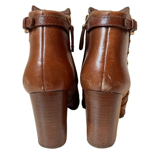 Tory Burch Mae Brown Leather Studded Ankle Boots - Picture 6 of 12